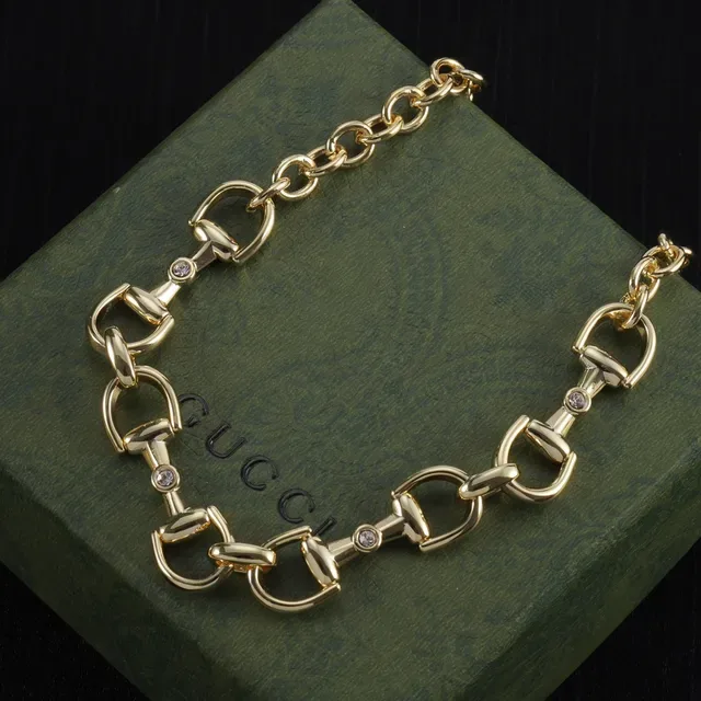 Gold Silver Horsebit-Link Chain Metal Necklace 3