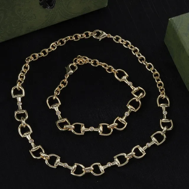 Gold Silver Horsebit-Link Chain Metal Necklace 6