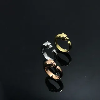 Gold Silver Open-Band Animal-Head Motif Ring