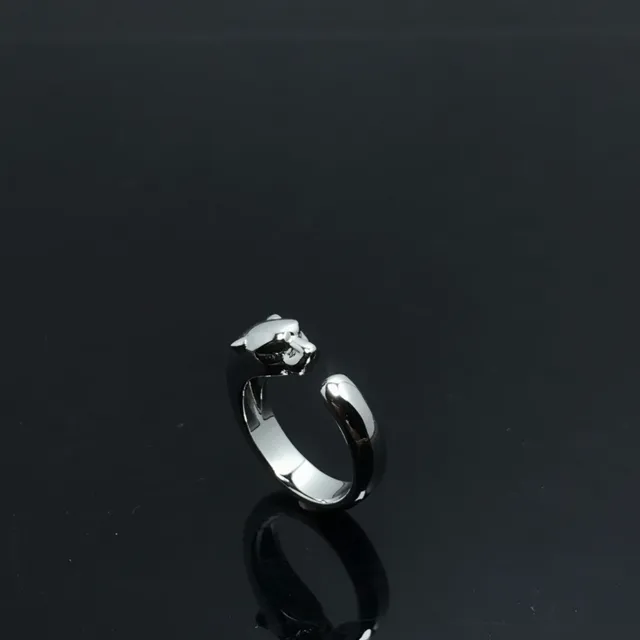 Gold Silver Open-Band Animal-Head Motif Ring 2