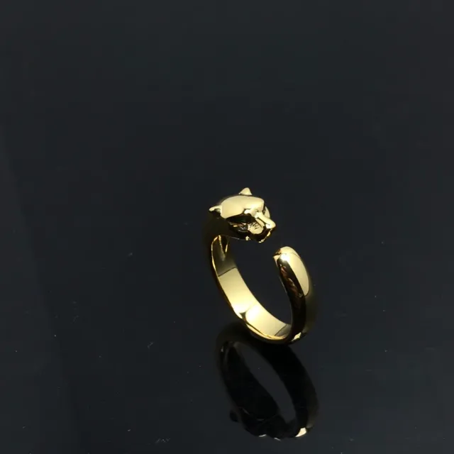Gold Silver Open-Band Animal-Head Motif Ring 4