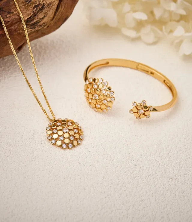 Gold Silver Open Bangle Pavé-Set Floral Clusters Jewelry 4