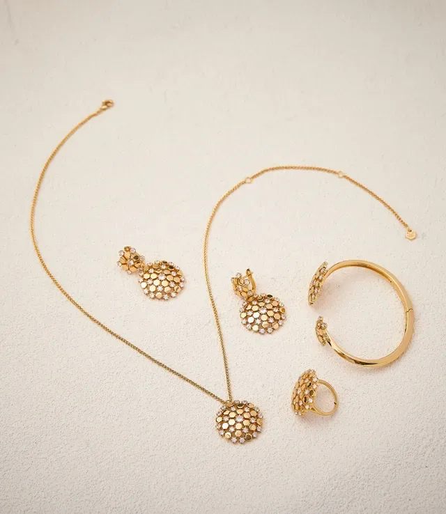 Gold Silver Open Bangle Pavé-Set Floral Clusters Jewelry 5