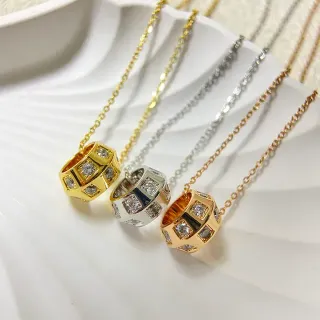 Collares Barril Charm con Piedras Pavé en Oro, Plata y Oro Rosa
