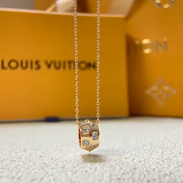 Gold Silver Rose Gold Barrel Charm Pavé Stone Necklaces 4
