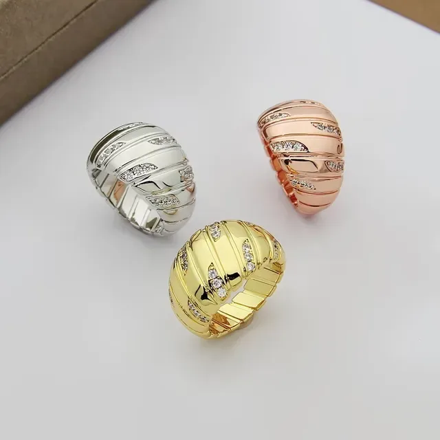 Gold Silver Rose Gold Pavé Multi-Band Chunky Rings 6
