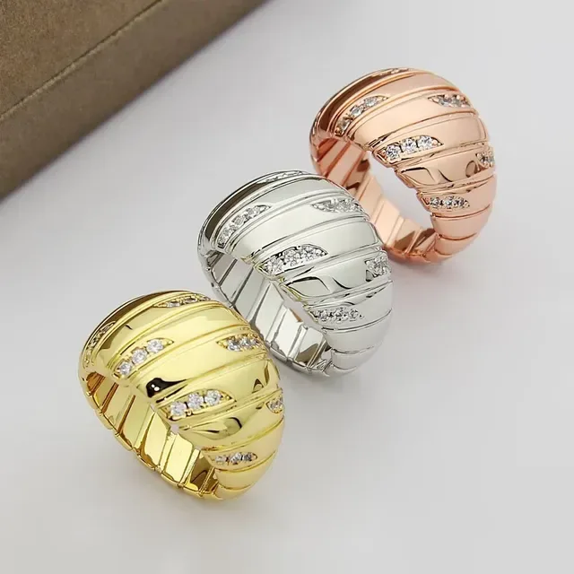 Gold Silver Rose Gold Pavé Multi-Band Chunky Rings 7