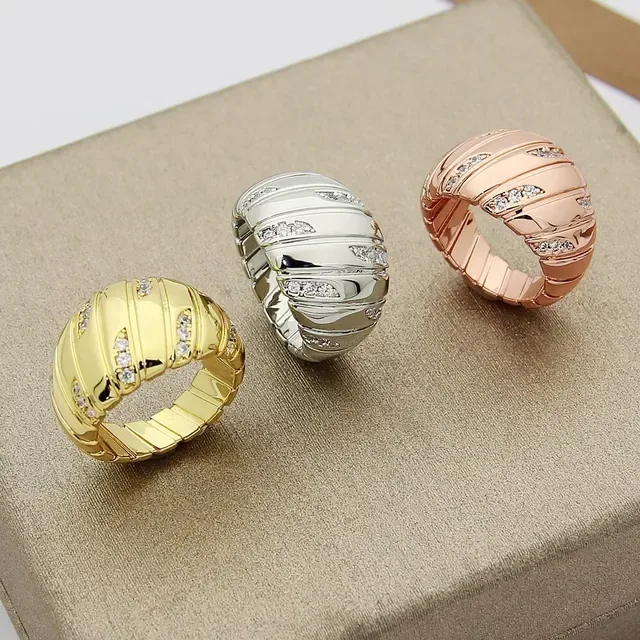Gold Silver Rose Gold Pavé Multi-Band Chunky Rings 8