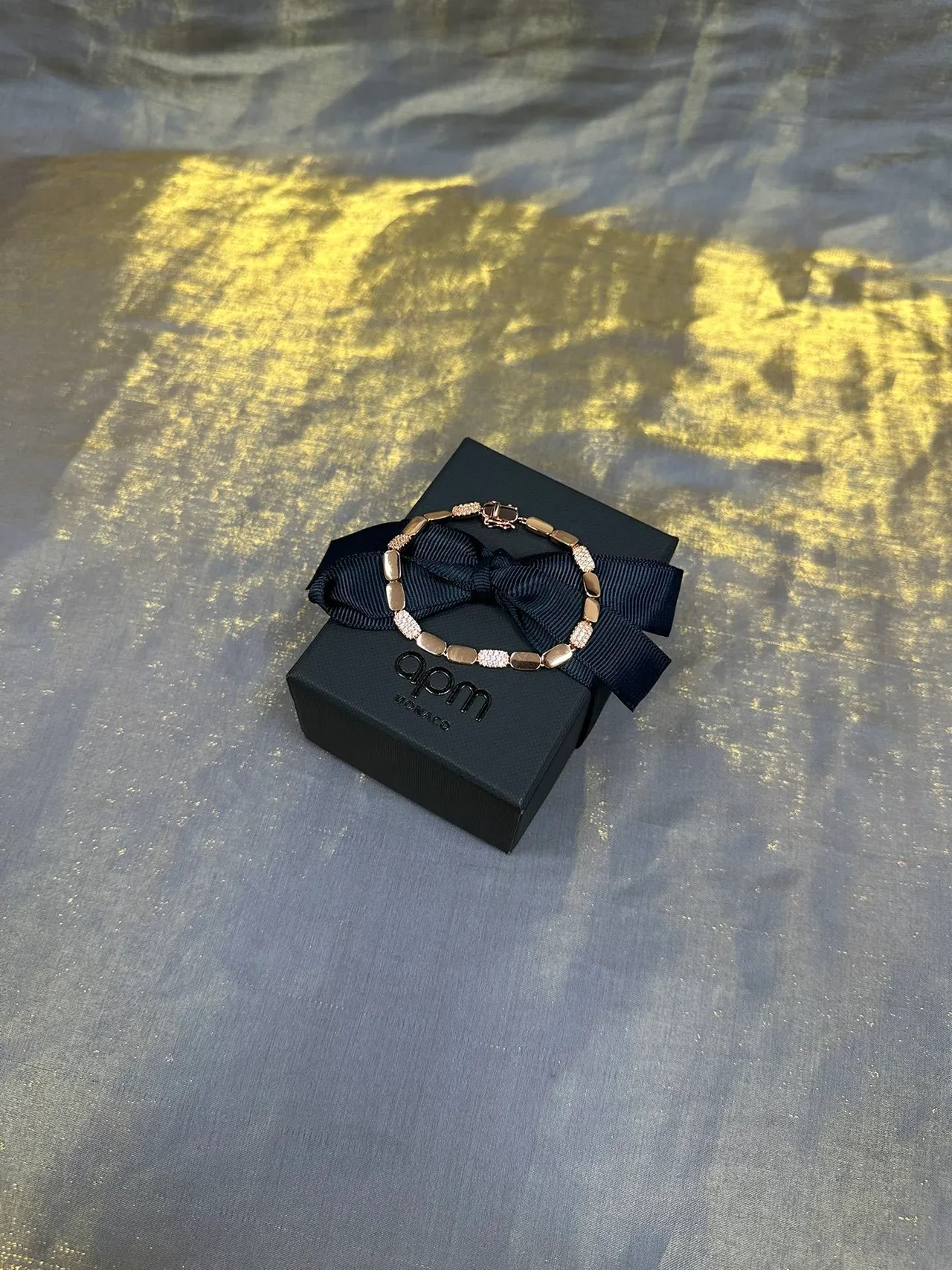 Gold-Tone Alternating Pavé and Smooth Link Bracelet 6