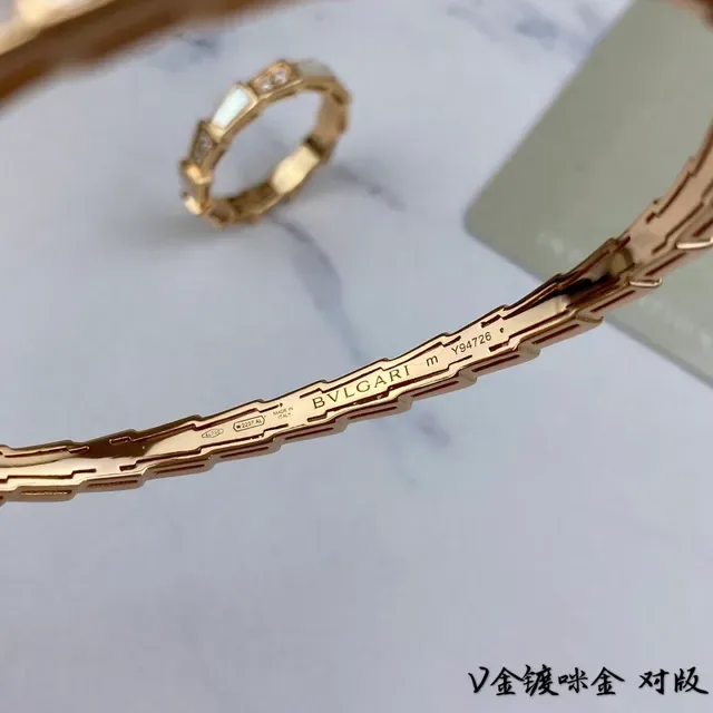 Gold-Tone Bamboo-Link Mother-of-Pearl and Crystal Inlay Bangle Bracelet 5