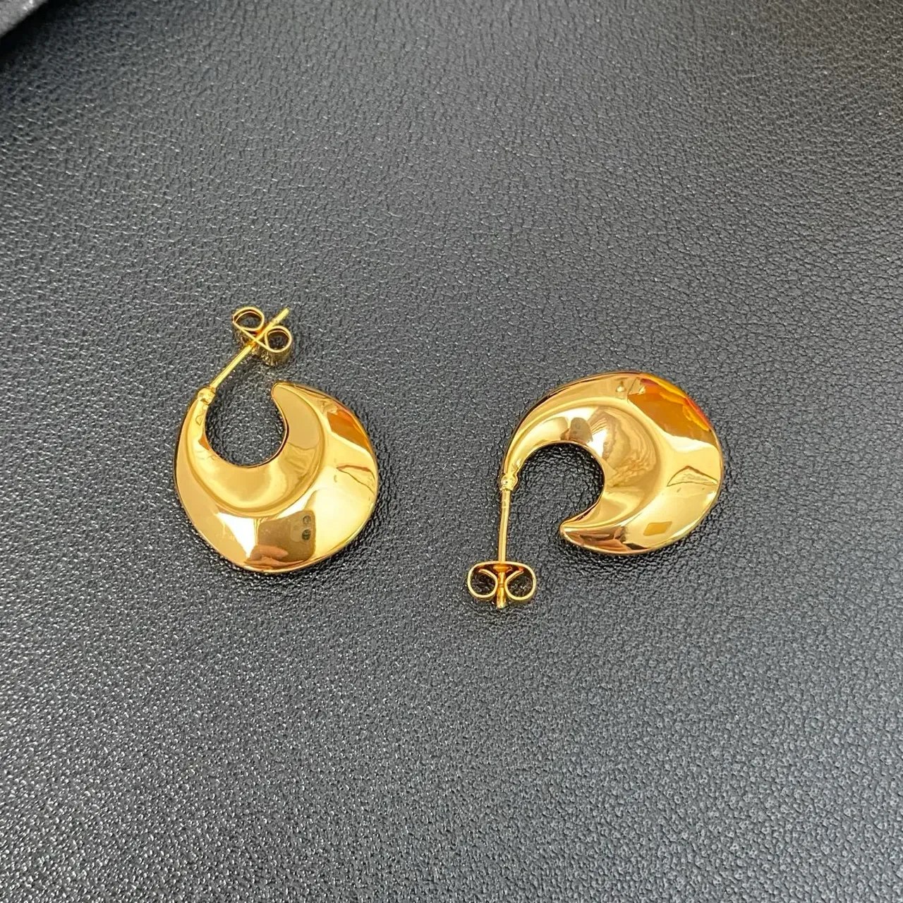 Gold-Tone Crescent Hoop Earrings 3