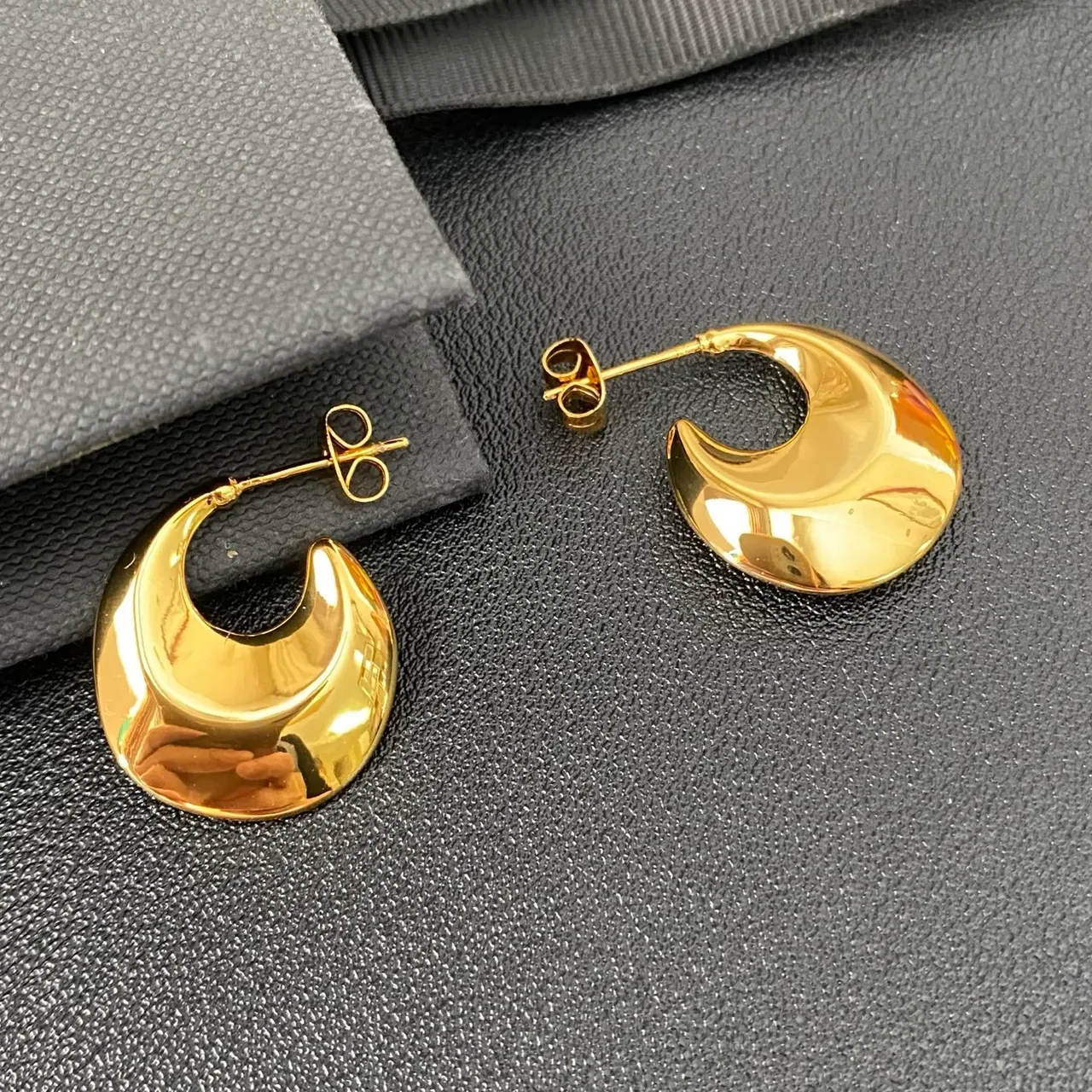 Gold-Tone Crescent Hoop Earrings 5