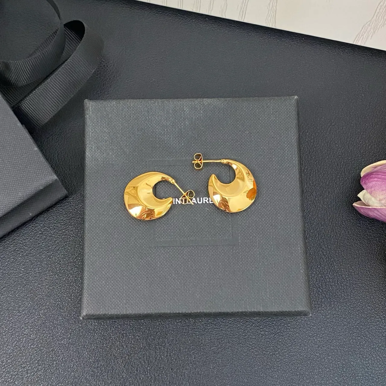 Gold-Tone Crescent Hoop Earrings 6