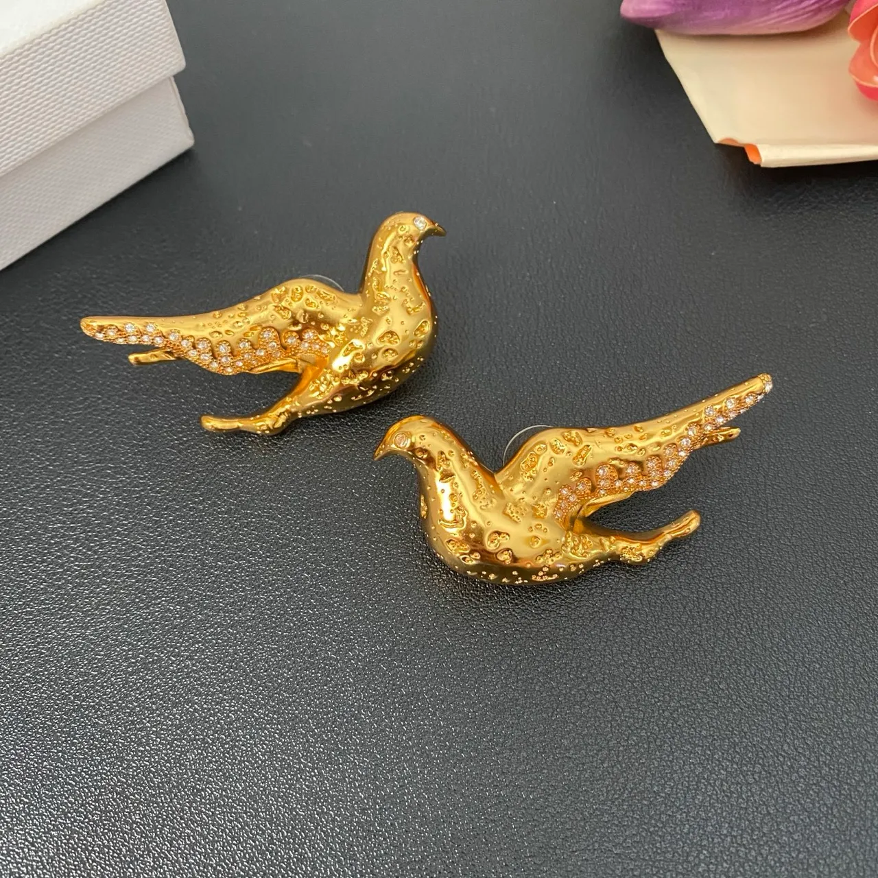 Gold-Tone Crystal Bird Brooches 5