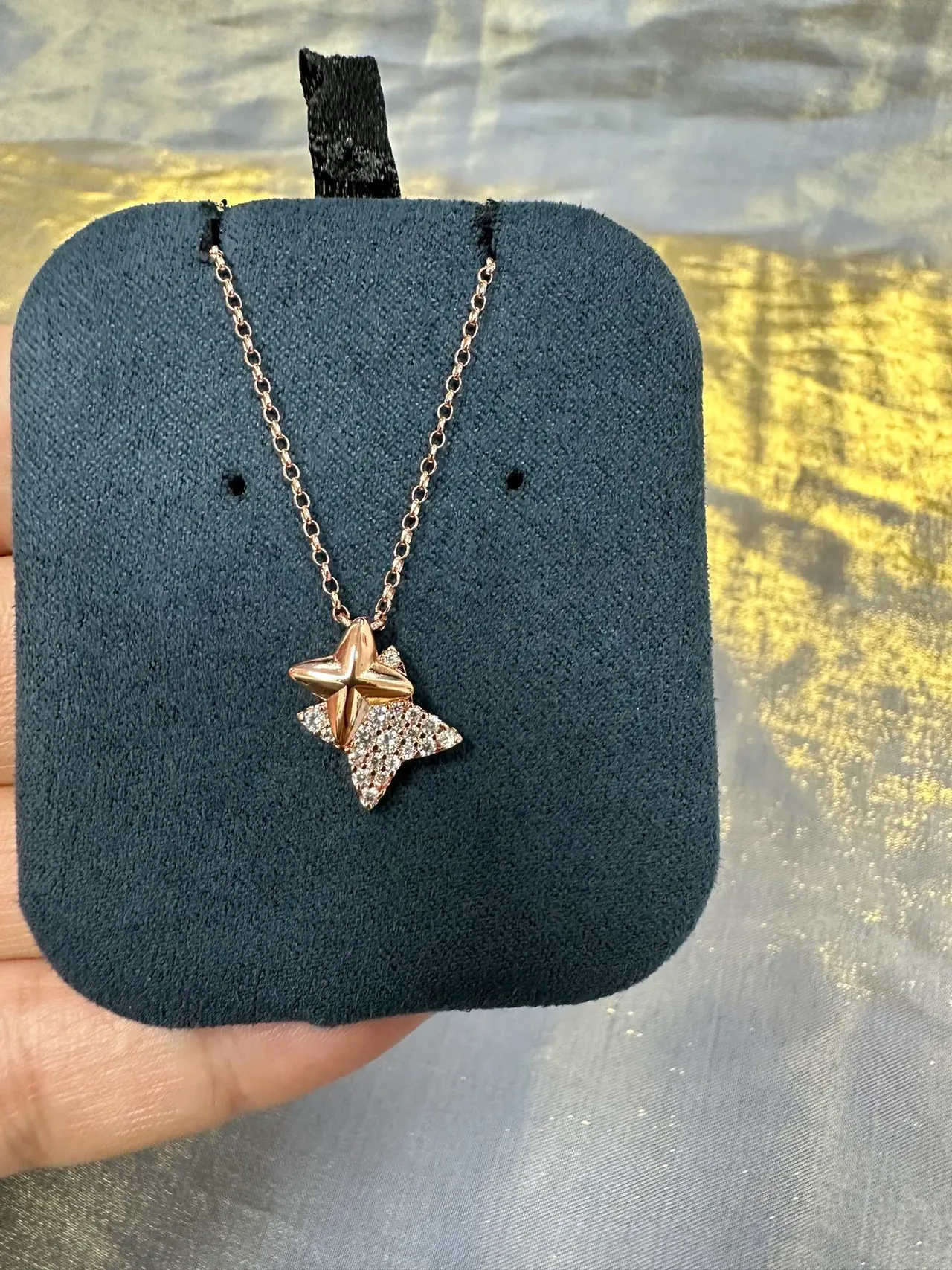 Gold-Tone Crystal Star Pendant Necklace 7