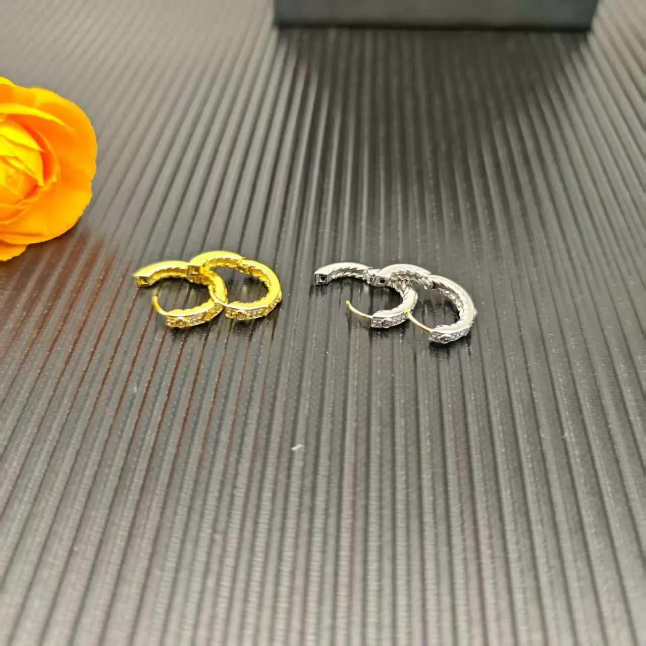Gold-Tone Diamond-Set Twisted Rope and Geometric Hoop Earrings 2