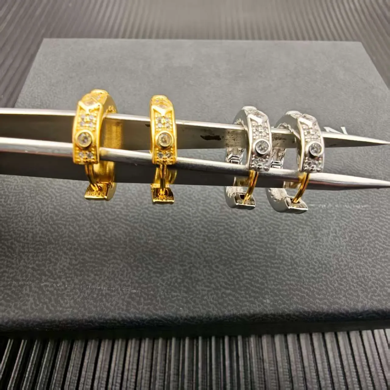 Gold-Tone Diamond-Set Twisted Rope and Geometric Hoop Earrings 7
