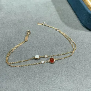 Pulseira station de corrente dupla com contas de tom dourado