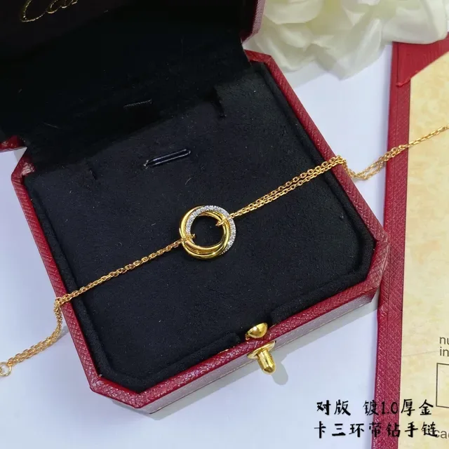 Gold-Tone Double Interlocking Ring Pavé Necklace 5