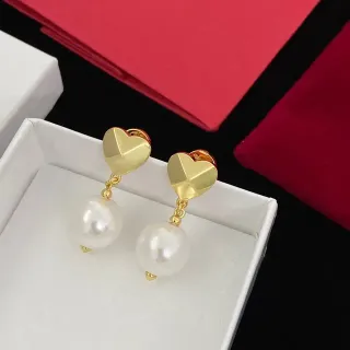 Gold-Tone Faceted Heart Pearl Drop Earrings