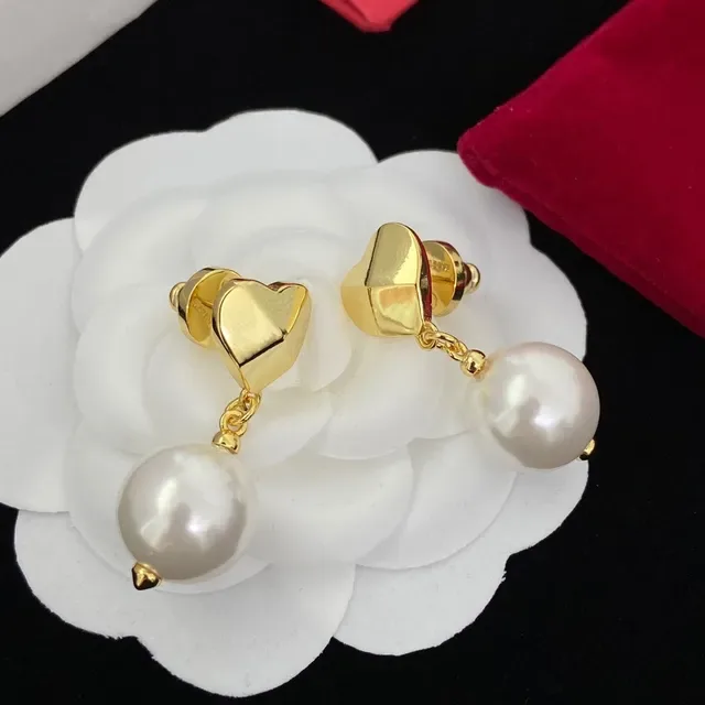 Gold-Tone Faceted Heart Pearl Drop Earrings 4
