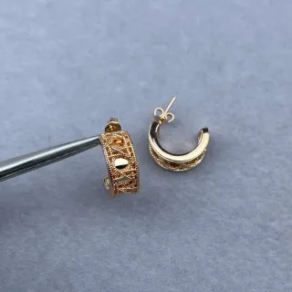 Gold-Tone Filigree Hinged Hoop Earrings