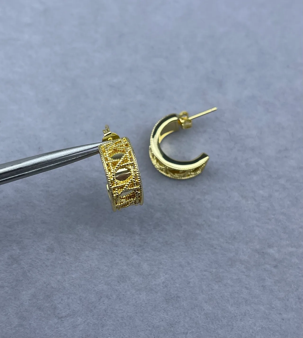 Gold-Tone Filigree Hinged Hoop Earrings 2