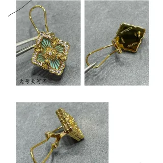 Gold-Tone Floral Enamel and Crystal Drop Earrings