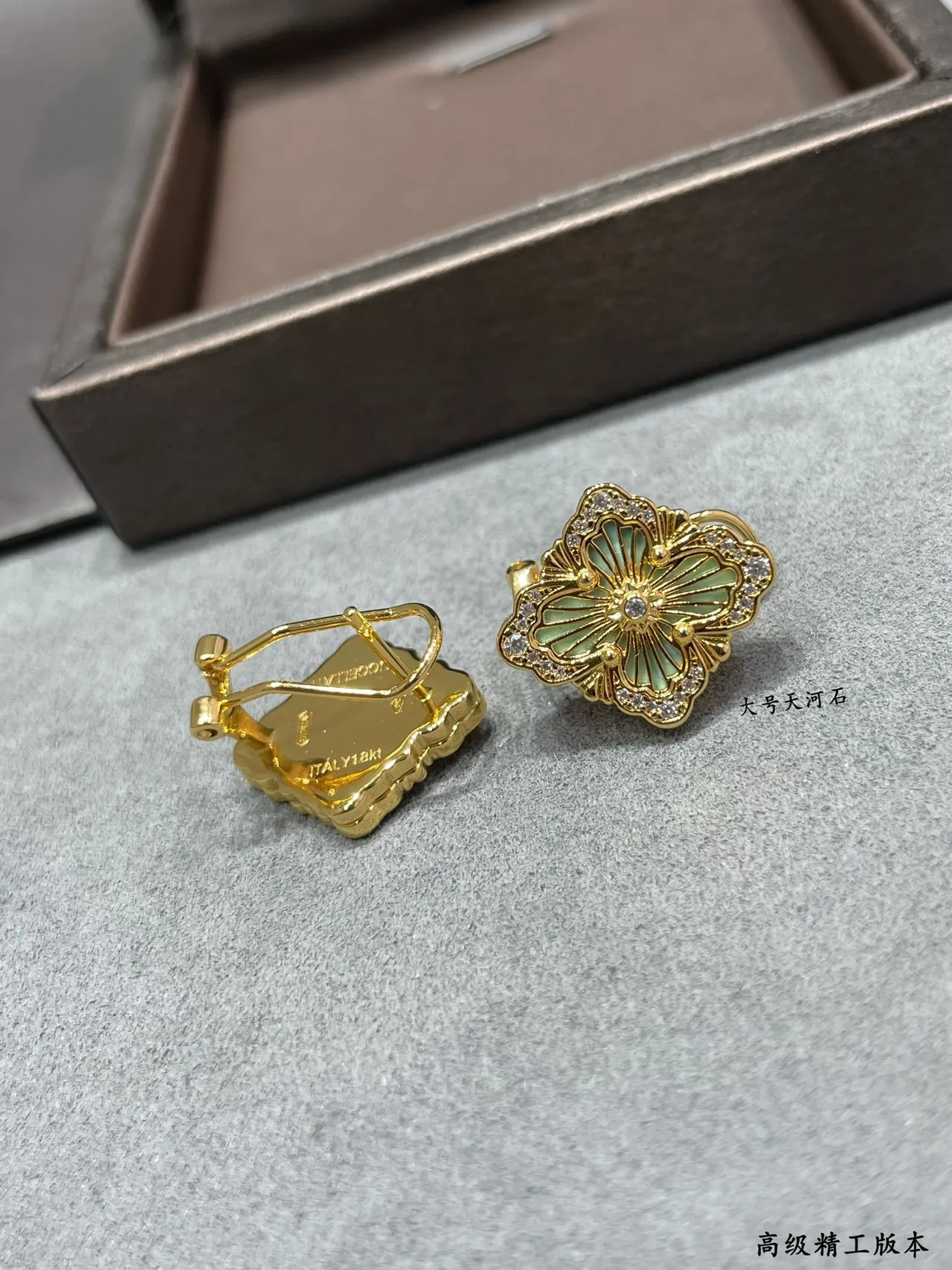 Gold-Tone Floral Enamel and Crystal Drop Earrings 2