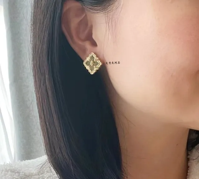 Gold-Tone Floral Enamel and Crystal Drop Earrings 8