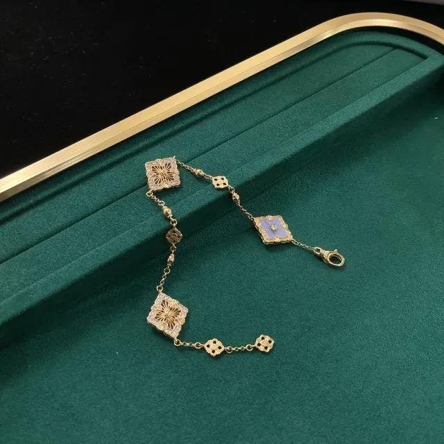 Gold-Tone Floral Quatrefoil Enamel and Crystal Link Bracelets 3