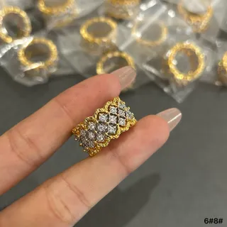 Gold-Tone Lattice Pavé Statement Ring