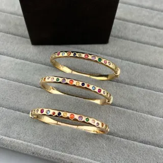 سوارات بنجل ذهبي متعدد الألوان بحجارة باڤيه