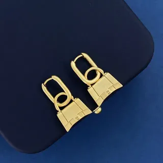 Gold-Tone Padlock Hoop Earrings