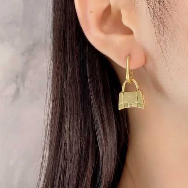 Gold-Tone Padlock Hoop Earrings 6