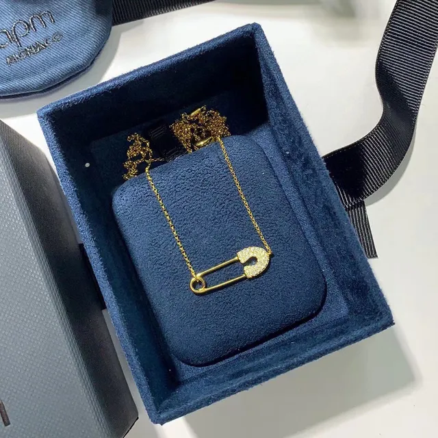 Gold-Tone Pavé Safety Pin and Bar Pendant Necklaces 9