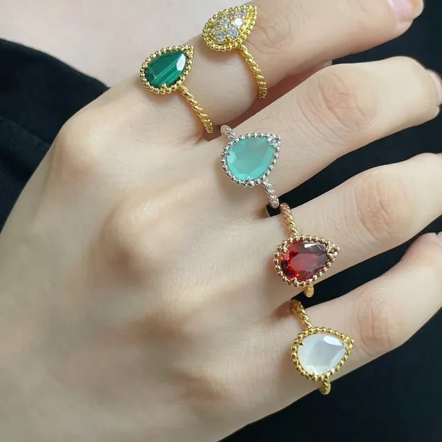 Gold-Tone Pave-Set Beaded Bezels Twisted Shank Ring 9