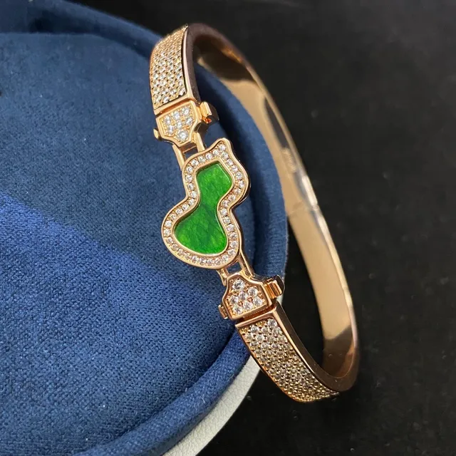 Gold-Tone Pavé-Set Gourd Motif Enamel and Gemstone Bracelets 5