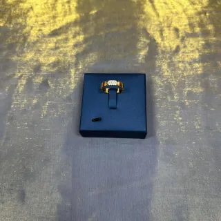 Gold-Tone Pavé Stone Wide-Band Ring