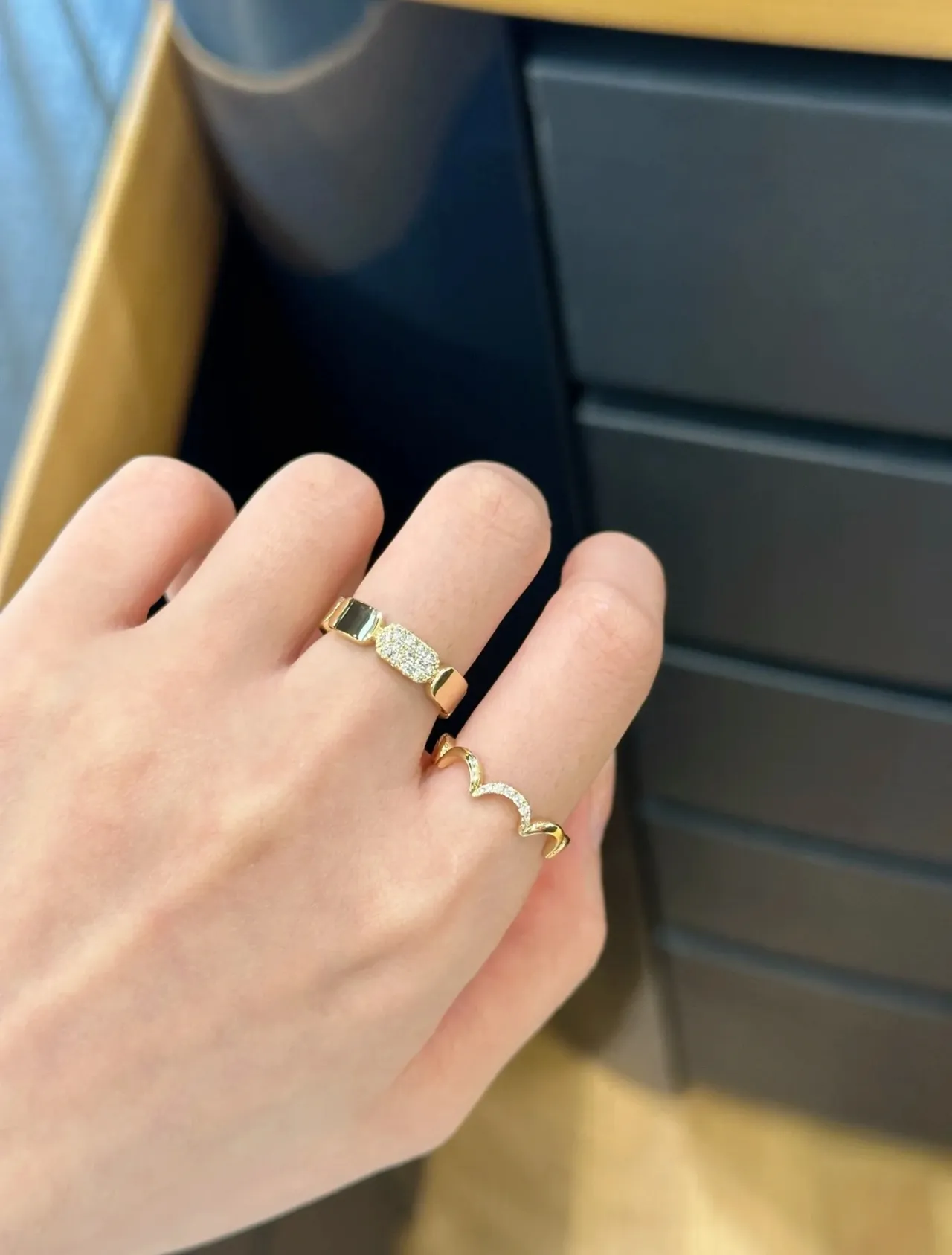 Gold-Tone Pavé Stone Wide-Band Ring 3