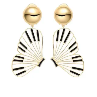 Gold-Tone Piano Key Fan Earrings