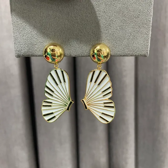 Gold-Tone Piano Key Fan Earrings 2