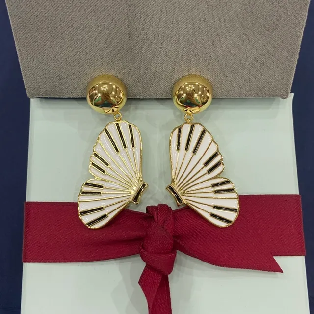 Gold-Tone Piano Key Fan Earrings 3