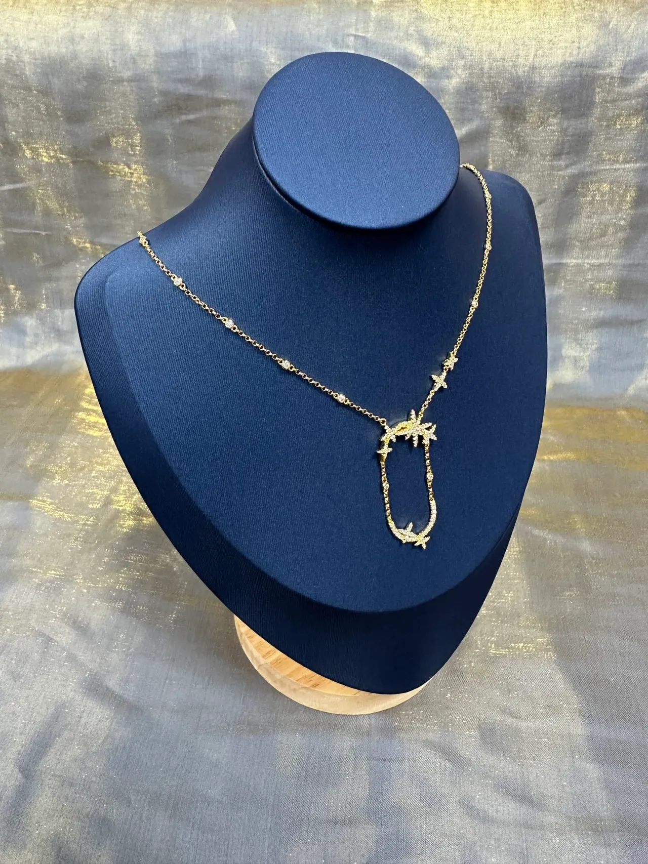 Gold-Tone Star Motif Pavé Necklace 8