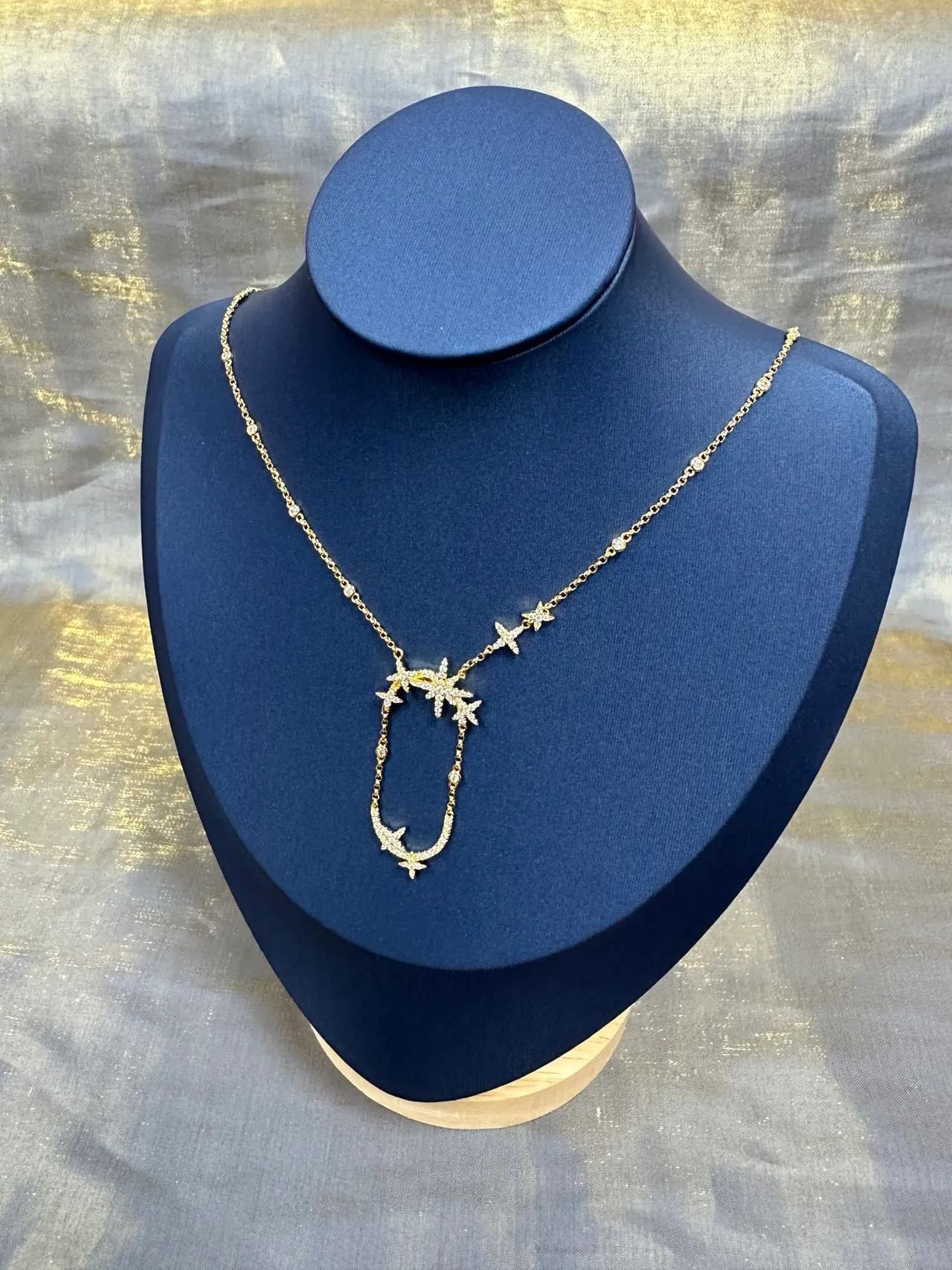 Gold-Tone Star Motif Pavé Necklace 9