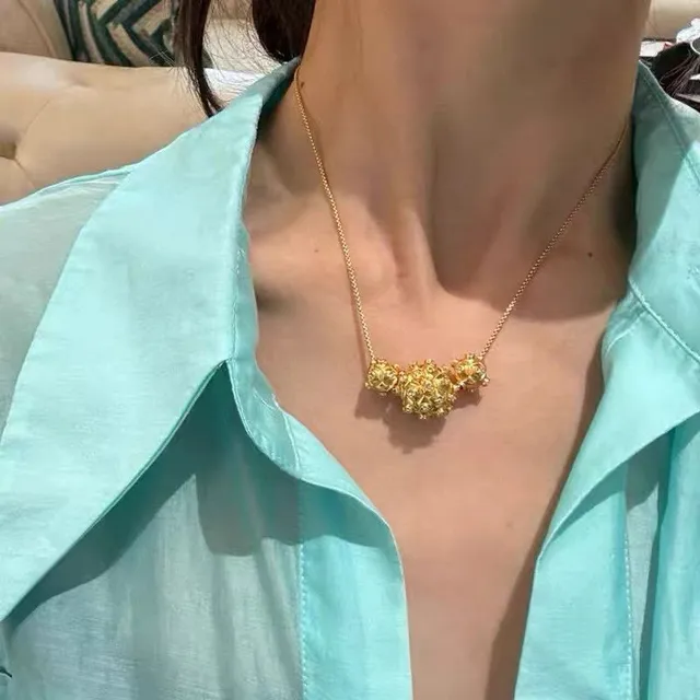 Gold-Tone Textured Triple Pendant Necklace 2