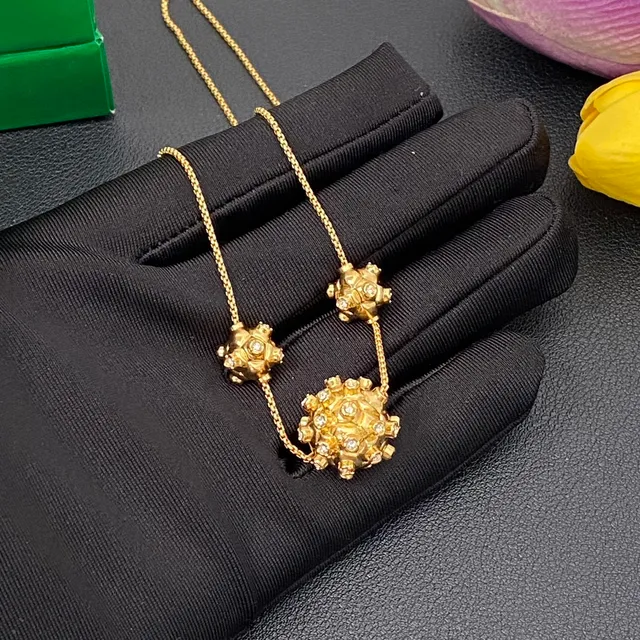 Gold-Tone Textured Triple Pendant Necklace 8