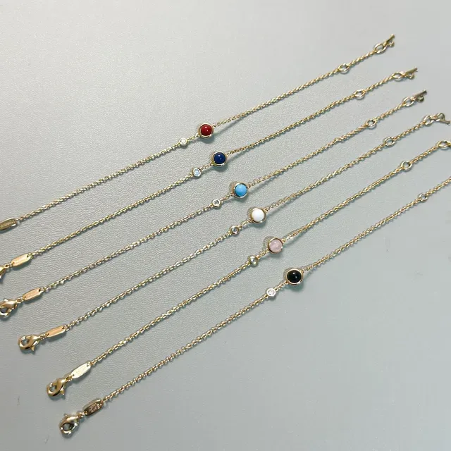 Gold-Tone Turquoise and Clear Stone Chain Bracelet 2