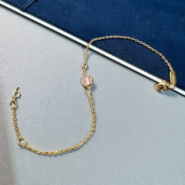Gold-Tone Turquoise and Clear Stone Chain Bracelet 6