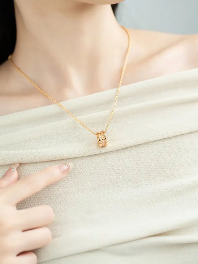 Gold-Tone Twisted Multi-Band Pavé Pendant Necklace 4